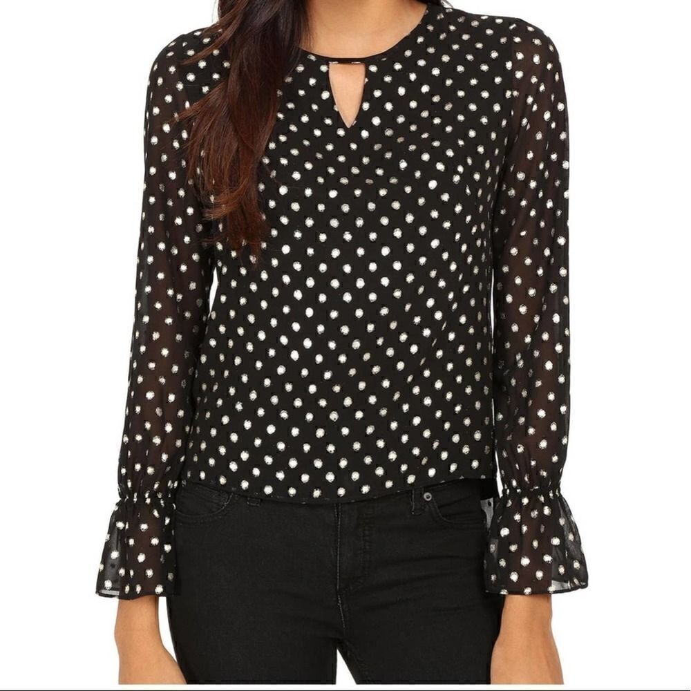 Amanda Uprichard Aurelia Black Gold Dot Blouse